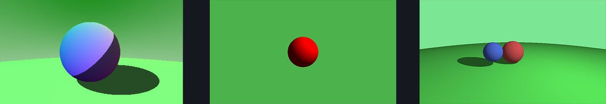 Three renderings of spheres